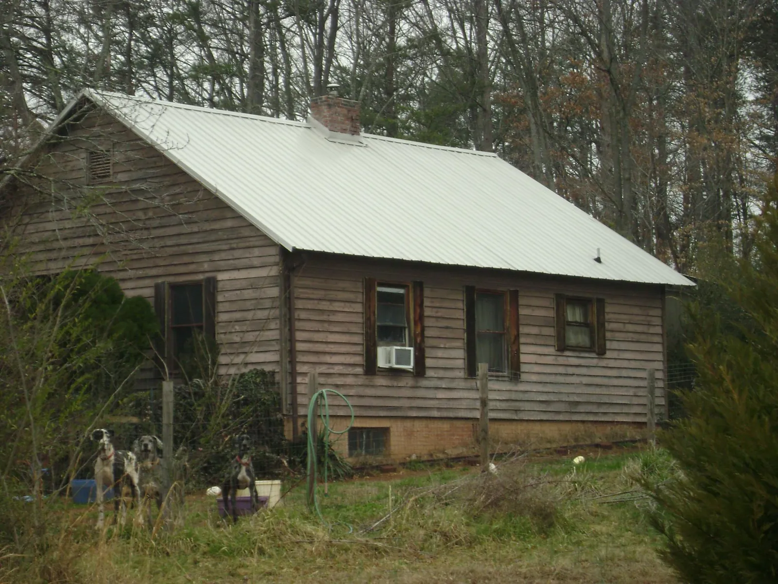 White metal roof on an old wood sided farmhouse, from a Asphalt Shingle Roof Repair job in Bolton